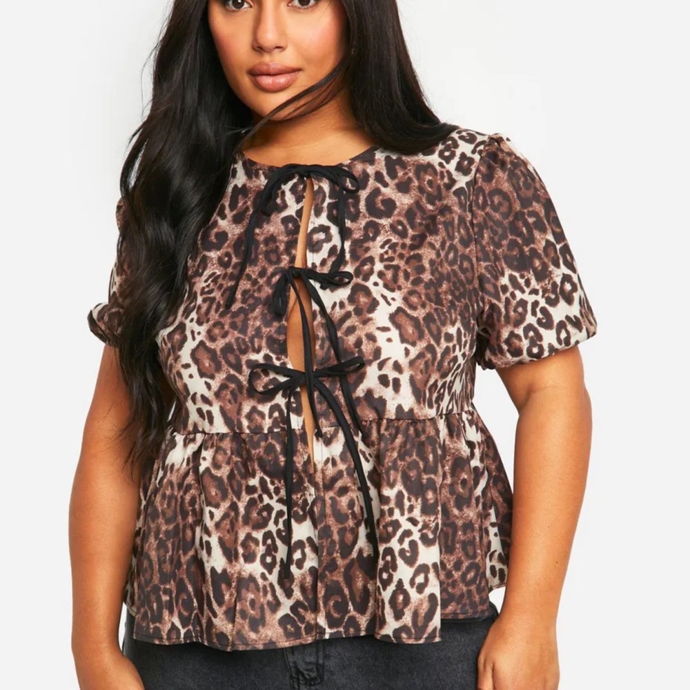 Tie Front Leopard Smock Top